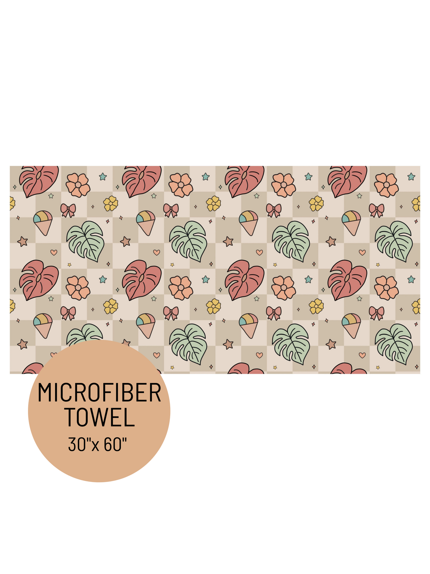 Tropical Check Beach Towel