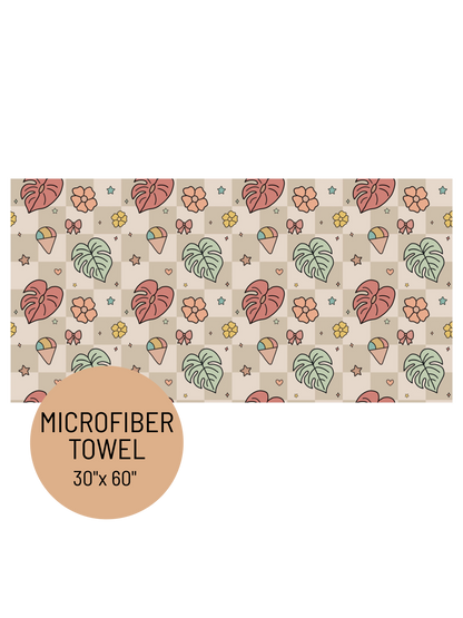 Tropical Check Beach Towel