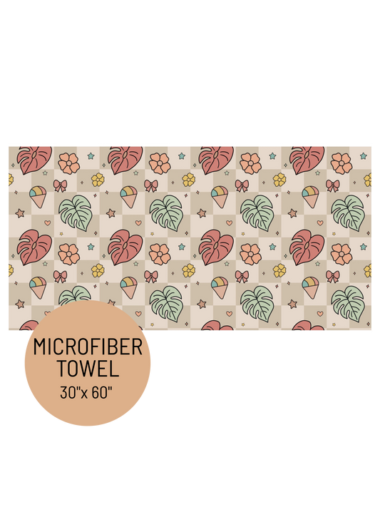 Tropical Check Beach Towel