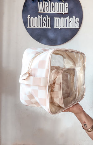 NUDE CHECKERED CLEAR BAG SET (SET OF 3) *READY TO SHIP