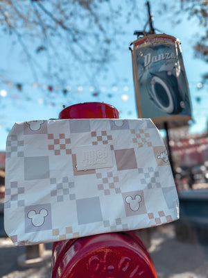 INSULATED COOLER POUCH IN PASTEL CHECKERED