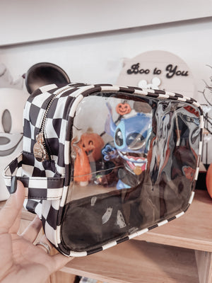 BLACK CHECKERED JUMBO CLEAR BAG *READY TO SHIP