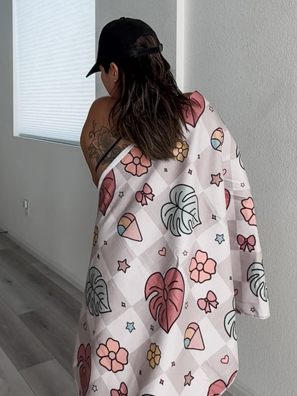 Tropical Check Beach Towel