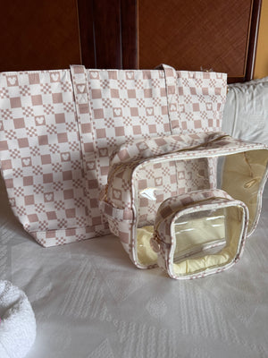NUDE MOUSE CHECKERED TRAVEL SET