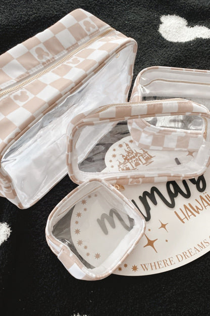 Nude Checkers Medium Clear Pouch