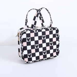 HANGING TOILETRY BAG IN PINK CHECKERED VIBES *READY TO SHIP