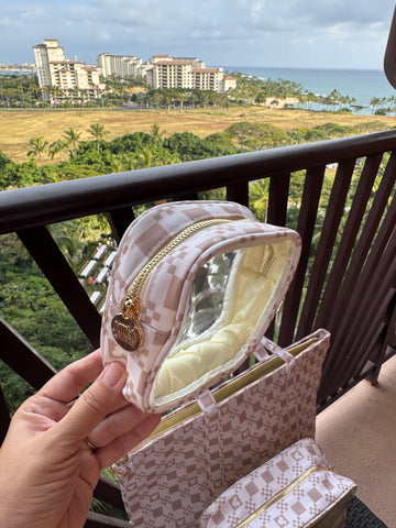 NUDE CHECKERED MOUSE MINI CLEAR ZIPPER POUCH