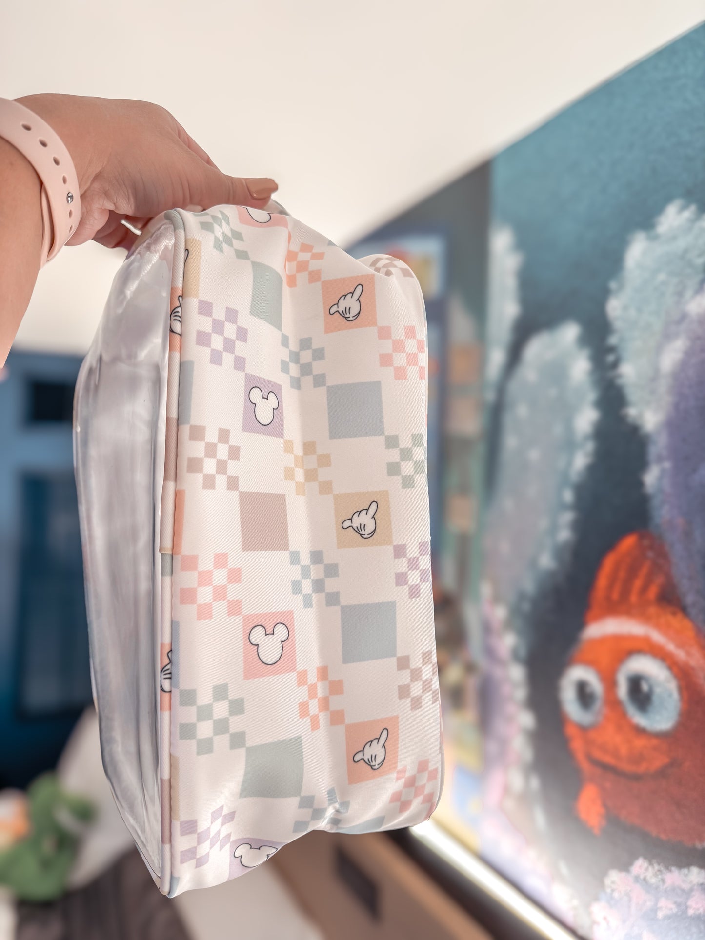 PASTEL CHECKERED JUMBO CLEAR BAG