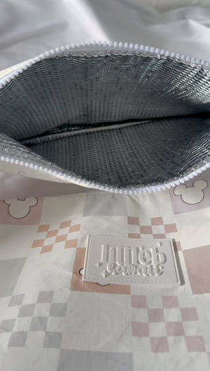 INSULATED COOLER POUCH IN PASTEL CHECKERED
